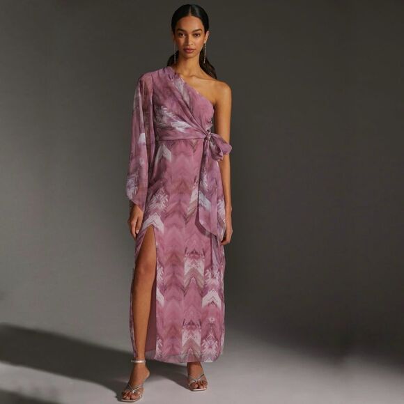 NWOT Anthropologie Nikita Mhaisalkar One-Shoulder Maxi Dress Purple Size 2 $240 - Picture 1 of 11